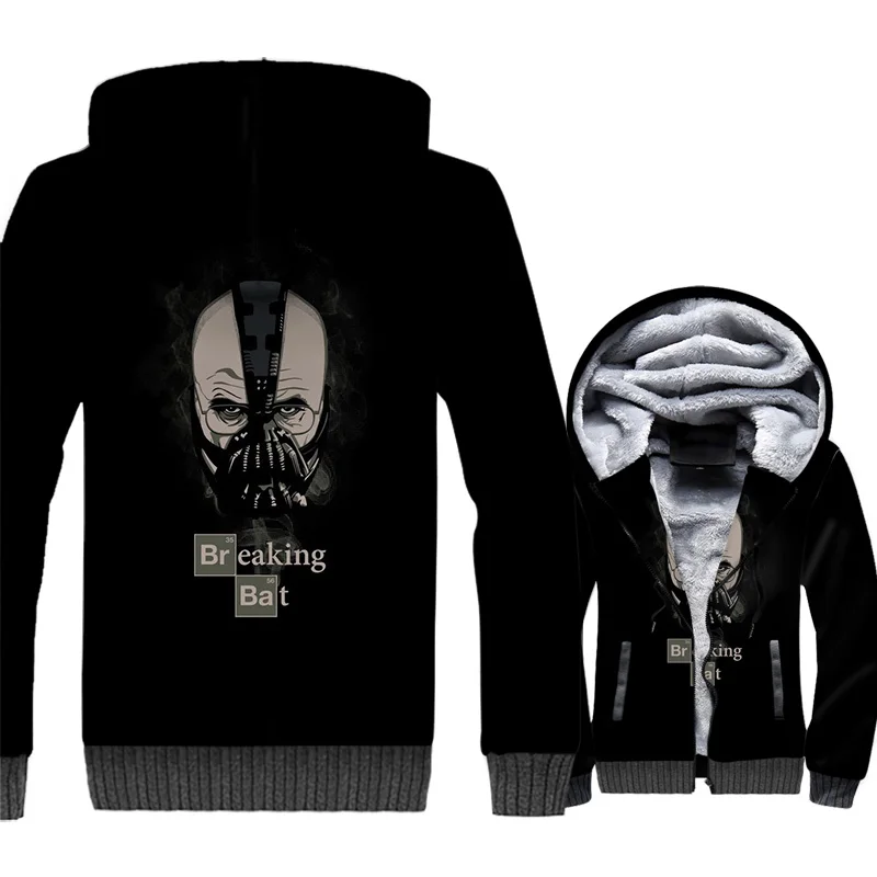 

Breaking Bad Jacket Heisenberg Hoodie Men Funny Walter White Sweatshirt Winter Thick Fleece 3D Print Movie Coat Black Streetwear