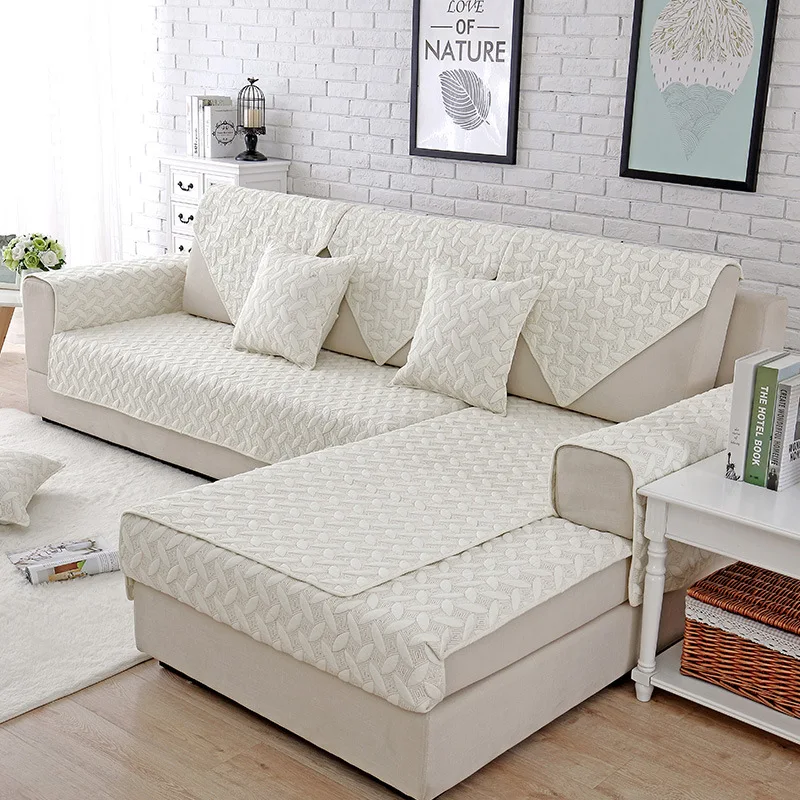 Двухсторонний Хлопковый чехол для дивана и диванных подушек, белое вышитое полотенце для дивана, современный простой угловой диван для гостиной, подлокотник, полотенце