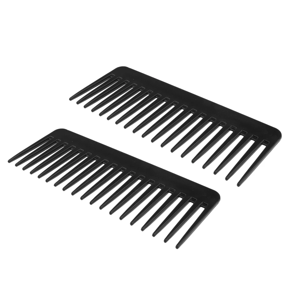 2pcs Black Large Tooth Detangling Comb, Wide Teeth Hair Combs for Salon Barber Shampoo Detangler for Thick Long Curly Wavy Hair 