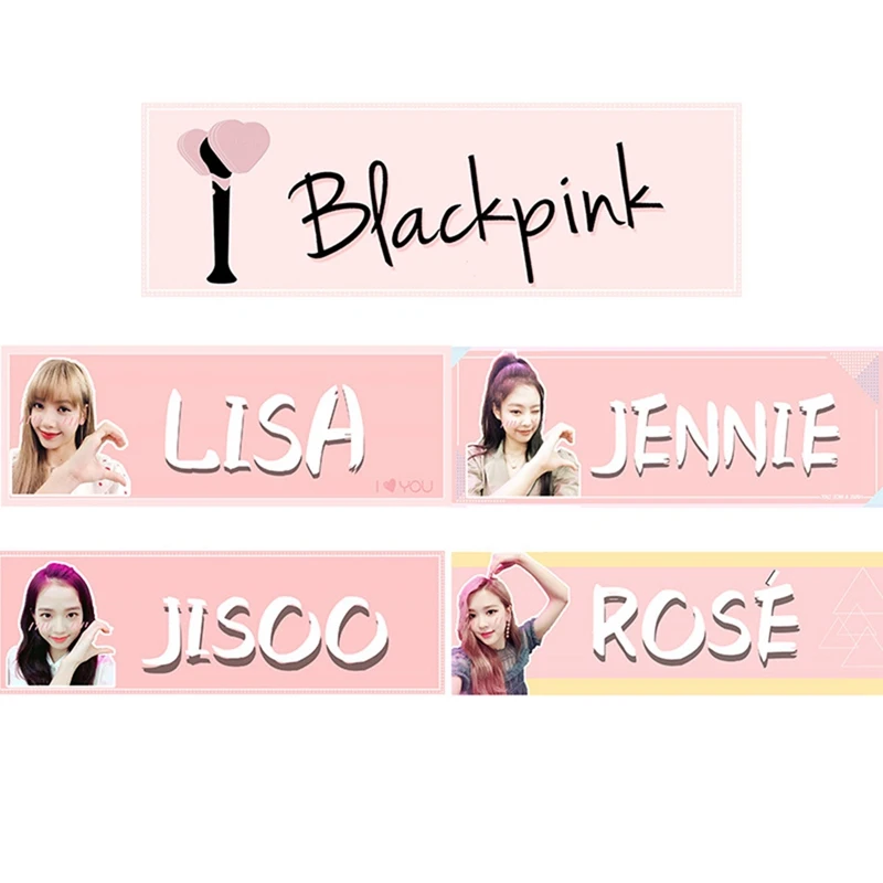 

2019 BLACKPINK Concert Support Banner BLACKPINK JENNIE JISOO ROSE LISA Fabric Hand Banner Hang Up Poster Stationery Set