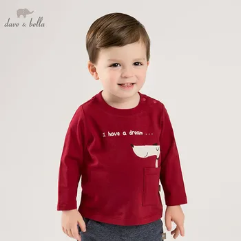 

DBM10108-1 dave bella spring baby print T-shirt children long sleeve t-shirt infant toddler high quality tops kids lovely tees