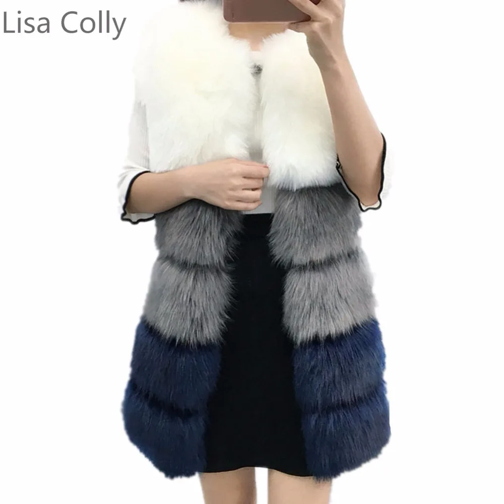 Lisa Colly High-Grade Winter Warm Fox Fur Long Vest New Arrival Fashion Women Import Coat Fur Vest S-4XL Size