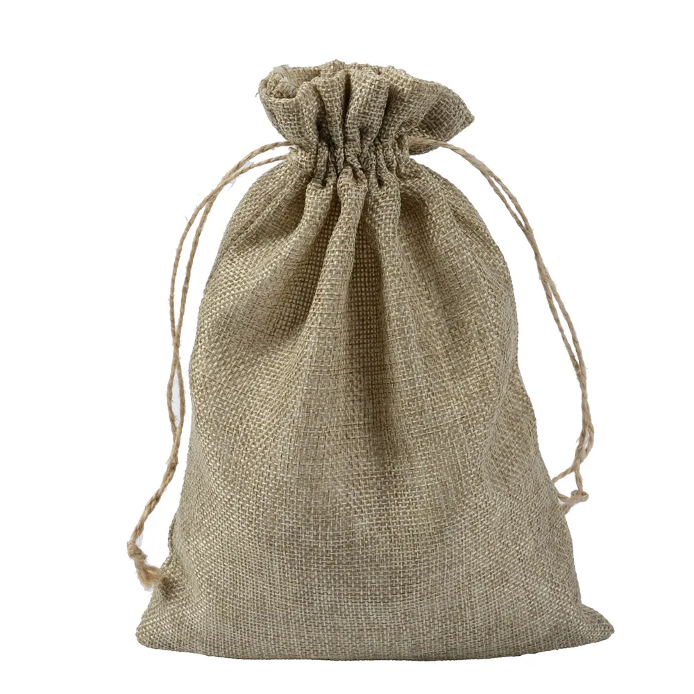 17x23cm/6.6"x9.0" Faux Jute/hessian Drawstring Bags Jewelry Packaging
