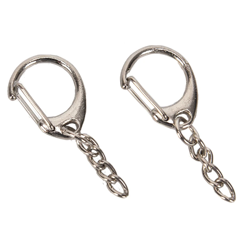 10pcs DIY Silver Metal Swivel Clasp Hooks Bag Parts Polished Keyring Keychain Split Ring Key Rings With Short Chain Bag Parts