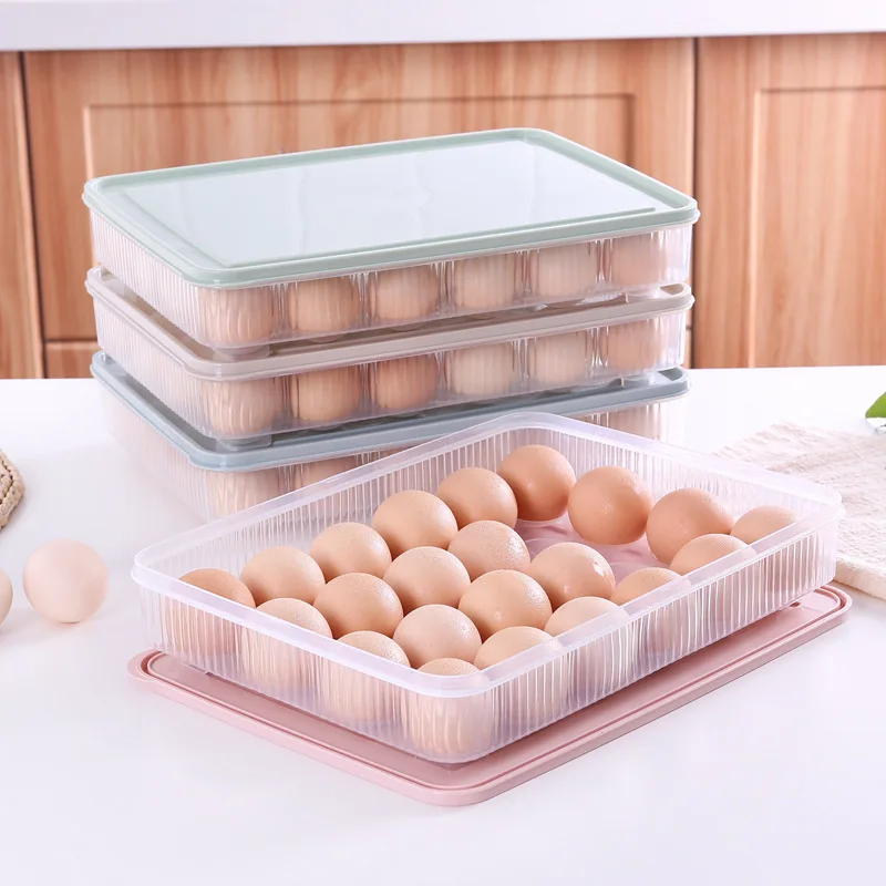 

24 Grid Stackable Egg Box Kitchen Storage Box Refrigerator Covered Egg Storage Box Crisper Storage Egg Racks Kitchen Supplies