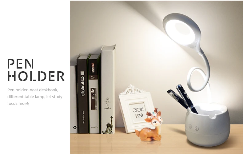 Сенсорный переключатель настольная лампа USB светодиодный светильник с регулируемой яркостью книжный шкаф прикроватный светильник для чтения книг перезаряжаемый ночник