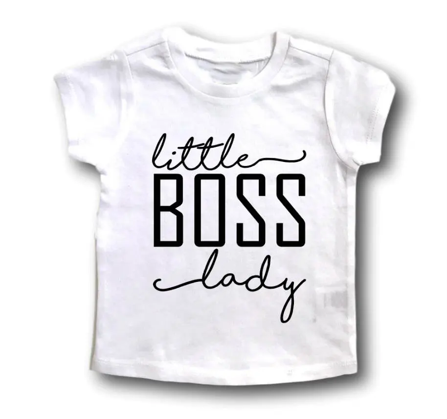Детская футболка с надписью little boss lady Футболка для мальчиков и девочек, одежда для малышей Забавные футболки Tumblr, Прямая поставка Y-138 - Цвет: Белый
