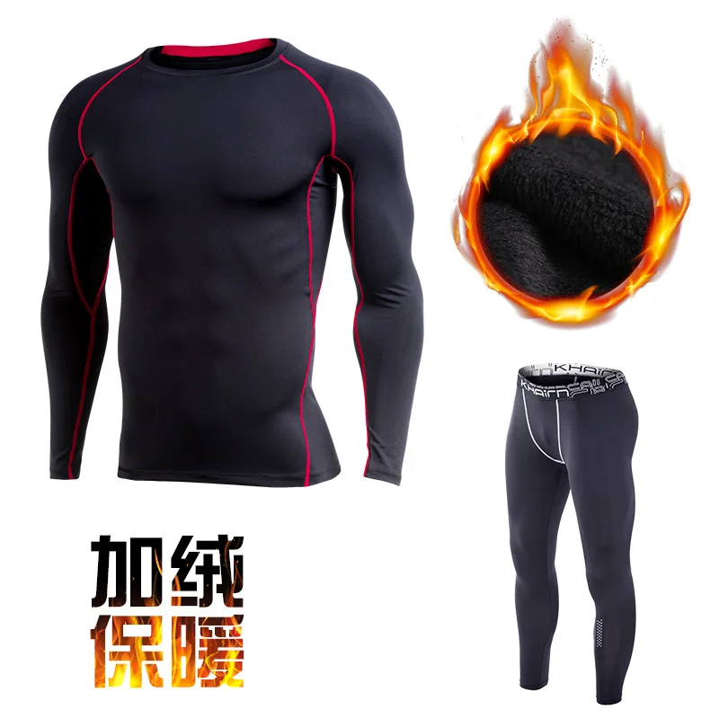 Зимние теплые спортивные костюмы, мужские компрессионные костюмы для бега, дышащая Спортивная одежда для баскетбола, тренажерного зала, теплая одежда для тренировок, фитнеса - Цвет: suits