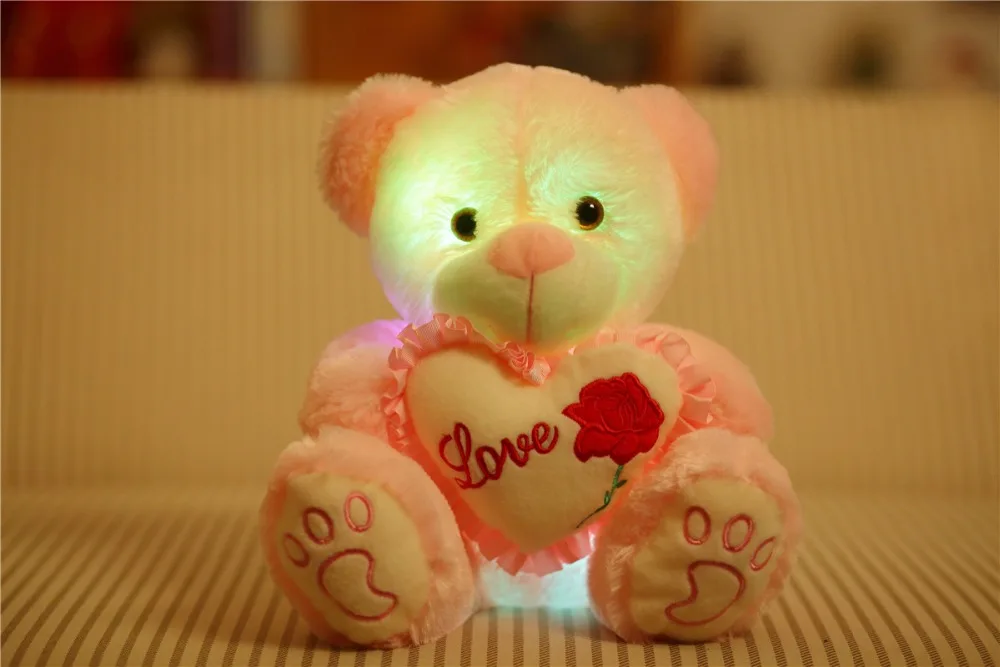 Emissor de Luz Urso de Pelúcia Ursinho de Pelúcia Luminosa de Incandescência Brinquedos de Natal de Aniversário para Crianças Ela o Transporte da Gota Diodo Colorido Crianças & 25 cm 30 5 Brinquedos e hobbies