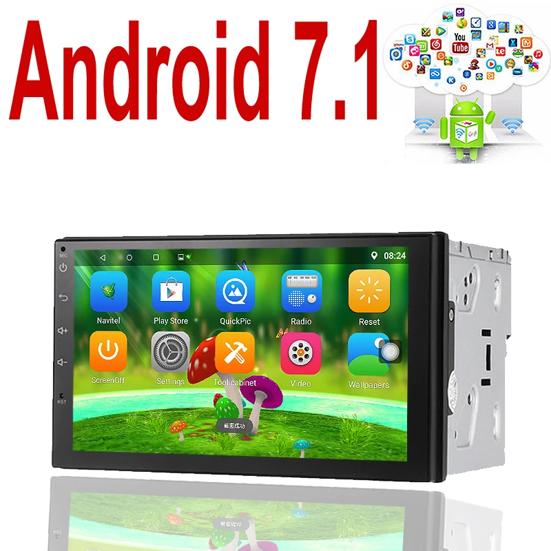 

2 din Android 7.1 Car (no)DVD player GPS+Wifi+Bluetooth+Radio+Quad Core 7 inch HD 1024*600 screen car radio stereo Support dab