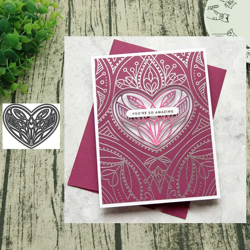 

AddyCraft Metal Cutting Dies cut die mold Heart shaped background Scrapbook paper craft knife mould blade punch stencils dies