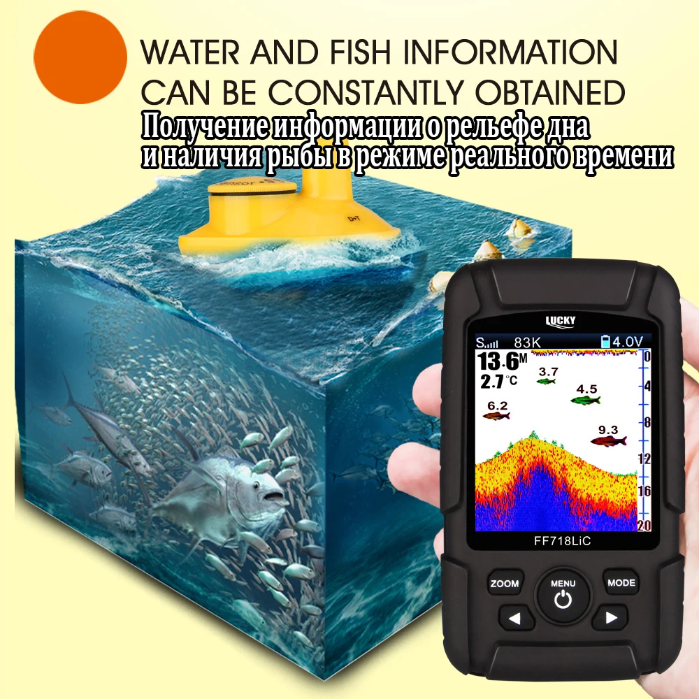 Sorte com Display a Cores à Prova Freqüência sem Fio Dwaterproof Água Sonar Duplo & Wired 200 Khz - 83 100 m Ff718licd Eco 24 High Quality Esporte e Lazer