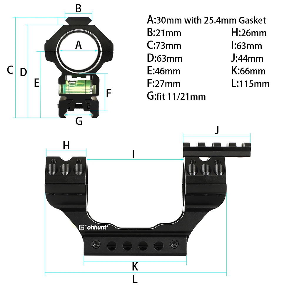Ohhunt тактическое оптическое крепление 30 мм/25,4 мм прицел кольца ласточкин хвост к Пикатинни с пузырьковым уровнем для охоты прицел