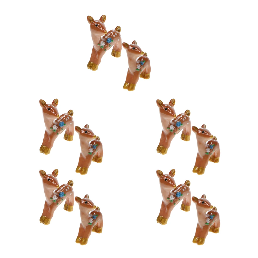 10pcs Miniature Garden Ornaments Miniature Ornaments Decor Cute Deer Landscaping Garden Statues for DIY Decoration