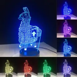 Новинка; Лидер продаж 3D мультфильм животных ламы ночник 7 цветов светодиодный настольная лампа Главная украшение комнаты подарок