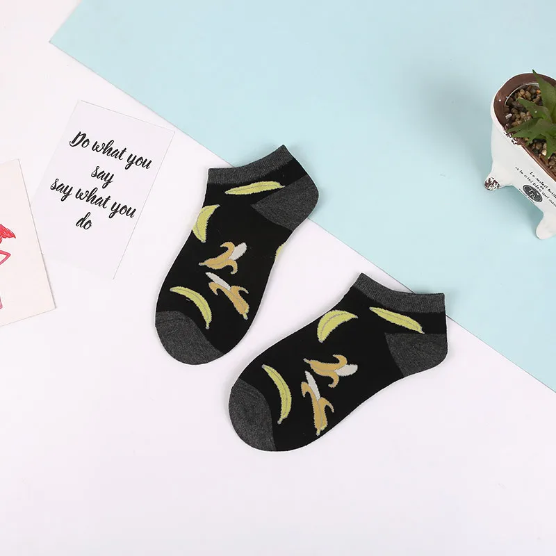 Невидимые летние носки авокадо Чаризард Короткие носки без шоу носки-тапочки носки-тапки хлопковые забавные секретные счастливые носки-башмачки - Цвет: banana