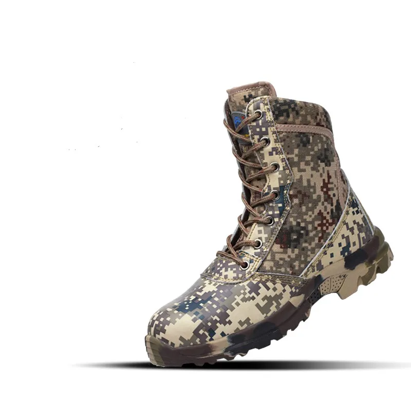 Мужская Безопасная рабочая обувь; камуфляжные водонепроницаемые армейские ботинки со стальным носком на шнуровке; мужские армейские ботинки