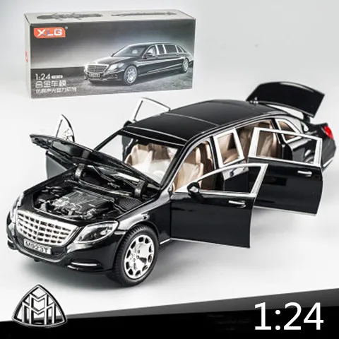 1:24:32 звуковой светильник, сплав Maybach S600, модель автомобиля, 6 дверей, игрушки для мальчиков, детский подарок - Цвет: update version black
