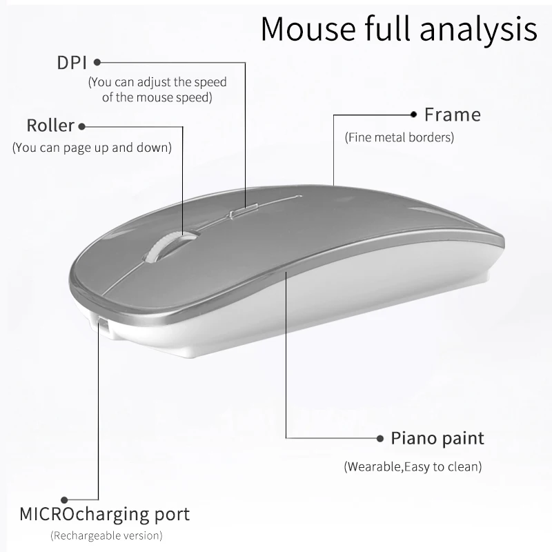 Беспроводная мышь для Macbook air 13/pro 13 Bluetooth Huawei Xiaomi ноутбук перезаряжаемый ПК