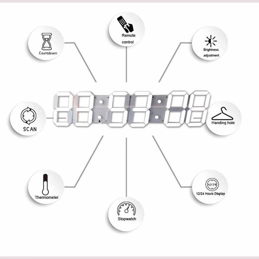 Супер большой цифровой светодиодный будильник настенные часы дистанционное управление таймер обратного отсчета спортивный таймер секундомер