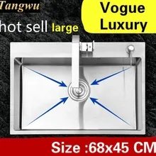 Квартира мыть овощи Кухня ручная раковина одинарная мойка 304 нержавеющая сталь vogue большая Горячая 680x450 мм
