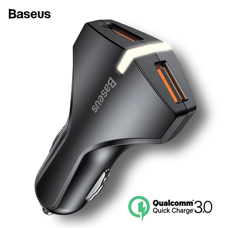 Baseus شاحن سريع 3.0 سيارة شاحن يو اس بي المزدوج QC3.0 USB سيارة شحن ل فون سامسونج سريع سيارة-شاحن الهاتف المحمول شاحن
