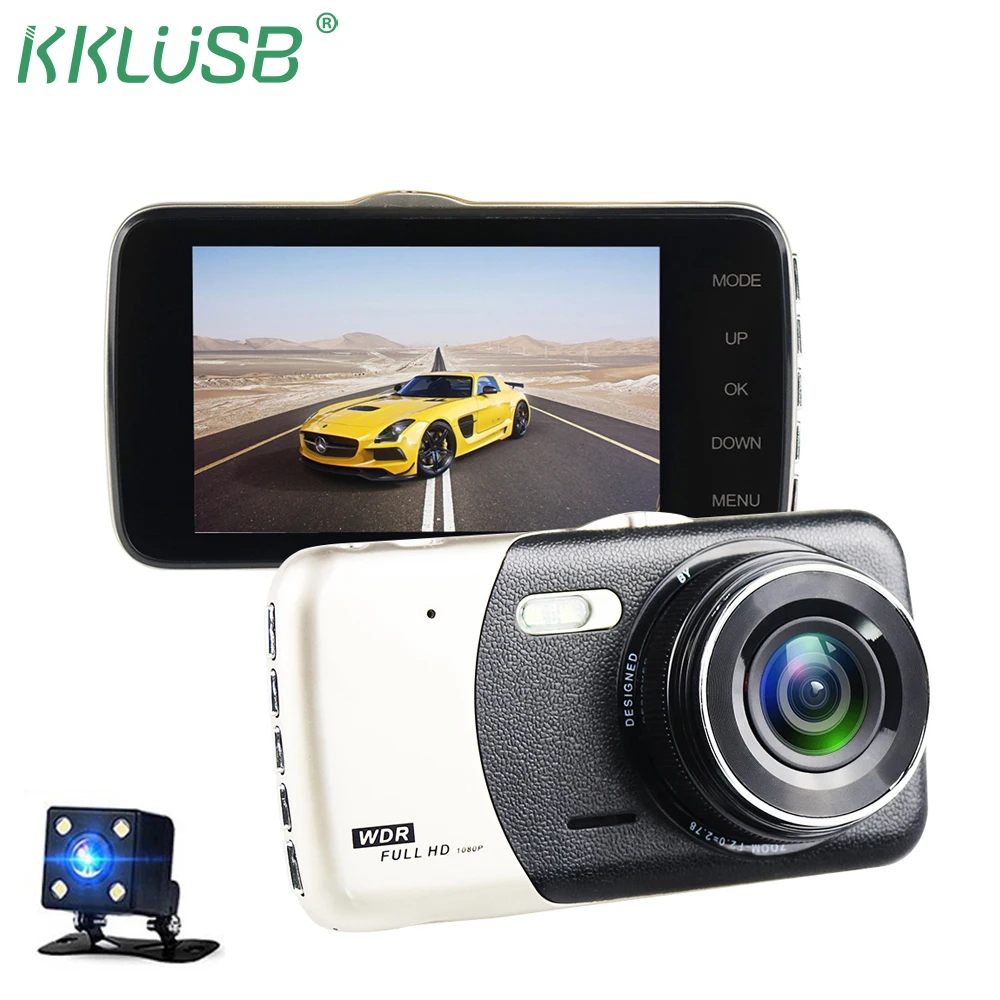 

Car DVR Dual Lens 4" inch Video DVRs Recorder Parking Car Camera Dash Cam Full HD 1080P Night Vision Auto Black DVR camera DVR