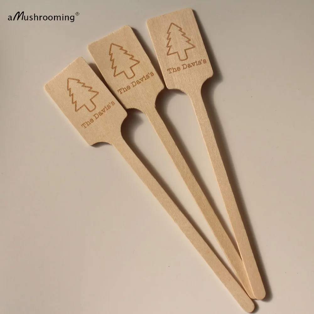 x100 Personalized Christmas Party Drink Stirrers Custom Engraved