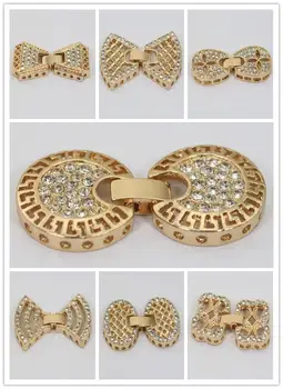

Great Quality Crystal Rhinestone Jewelry Clasps Wholesale Jewelry Accessories Gold 50pcs/lot 2017 New Free Shipping JC030