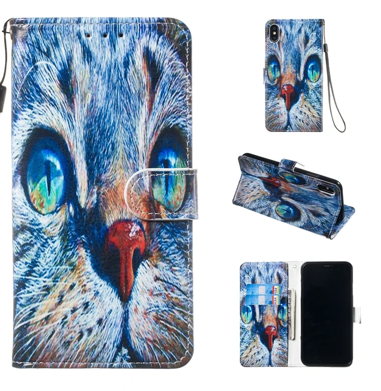 Чехол-книжка с откидной крышкой для Coque iPhone 6S, кожаный чехол-кошелек с милым котом для телефона для iPhone 6S 6 7 8 Plus X XS 11 Pro Max XR 5 5S SE чехол