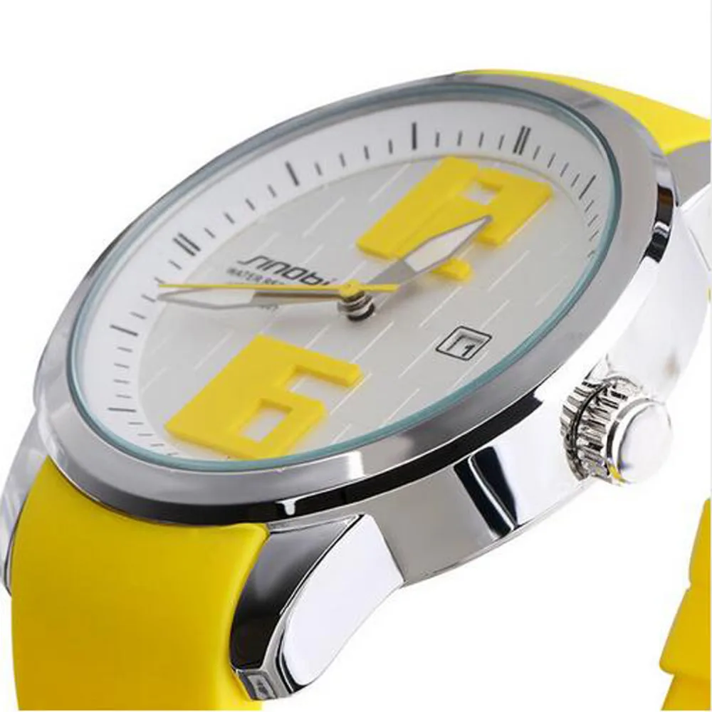 2016 SINOBI Новый Relogio Мужские Разноцветные Резиновые Relojes Кварц Wirst часы