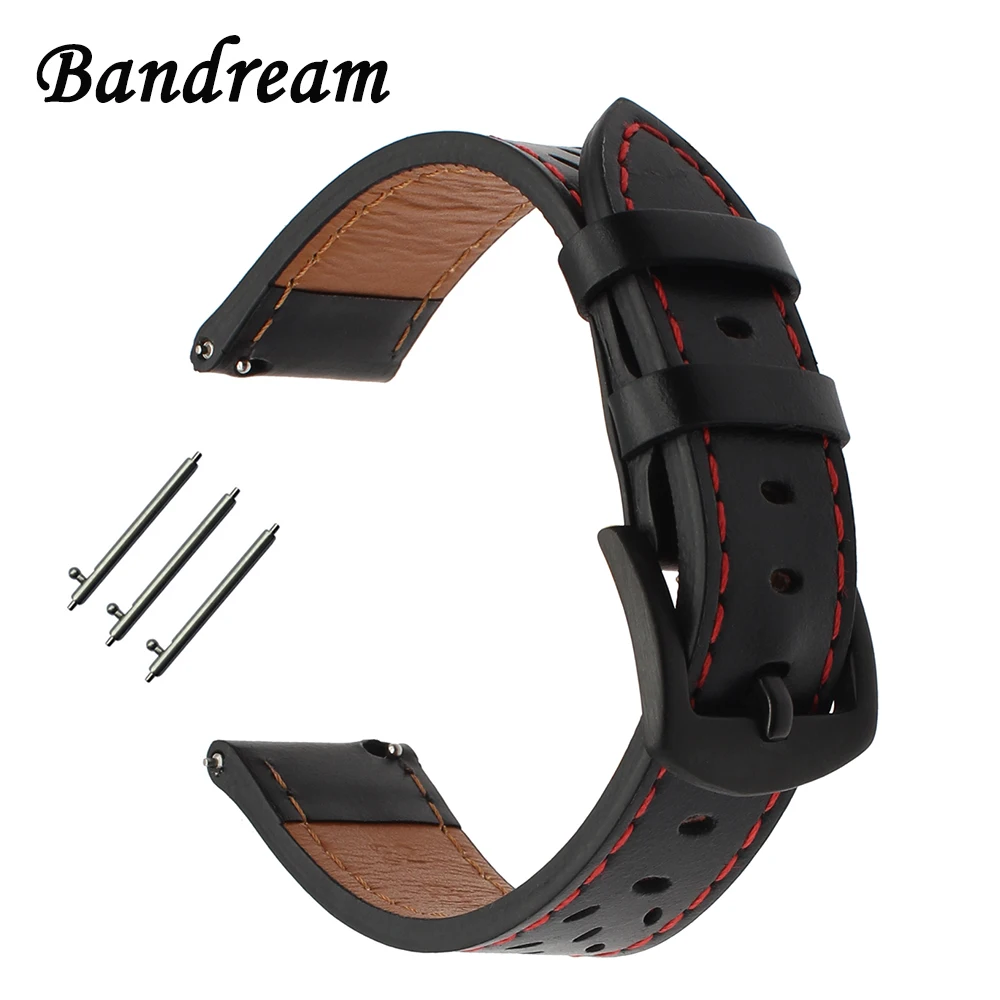 

20mm Italian Genuine Leather Watchband for Garmin Vivoactive3 Ticwatch 2 / E Samsung Gear Sport Quick Release Strap Watch Band