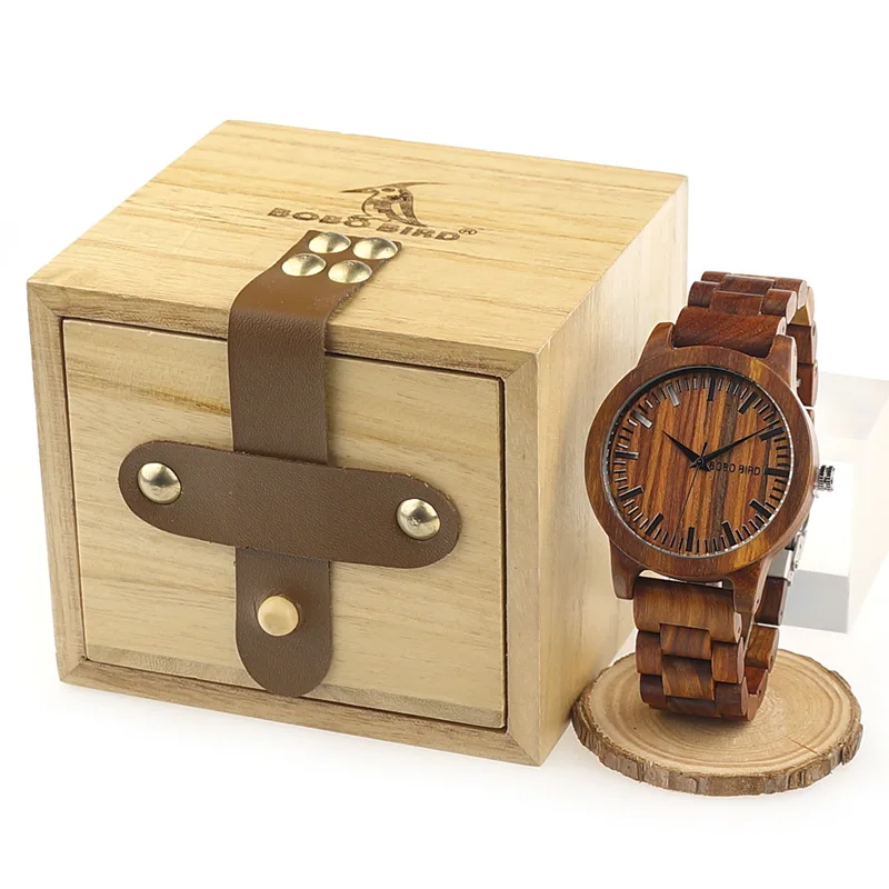 Дизайн Роскошный бренд BOBO BIRD мужские часы Деревянный ремешок Кварцевые деревянные часы наручные часы с подарочной коробкой мужские Relogio C-M10 - Цвет: wood  gift box