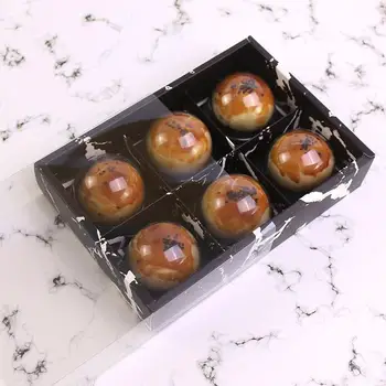 

24*16*5cm Black Marble Design Paper Box With PVC Chocolate Party Cookies mooncake biscuit Packaging paper boxes 50piece\lot.