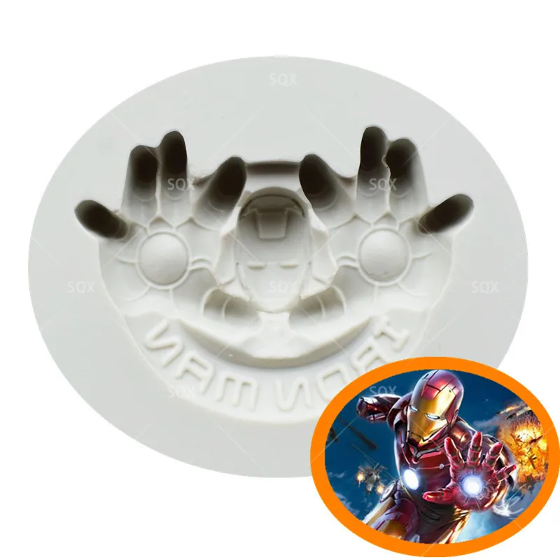 

Lron Man Shaped Silicone Fondant Mould Cake Decorating Baking Tools Kitchen Accessories SQ15253
