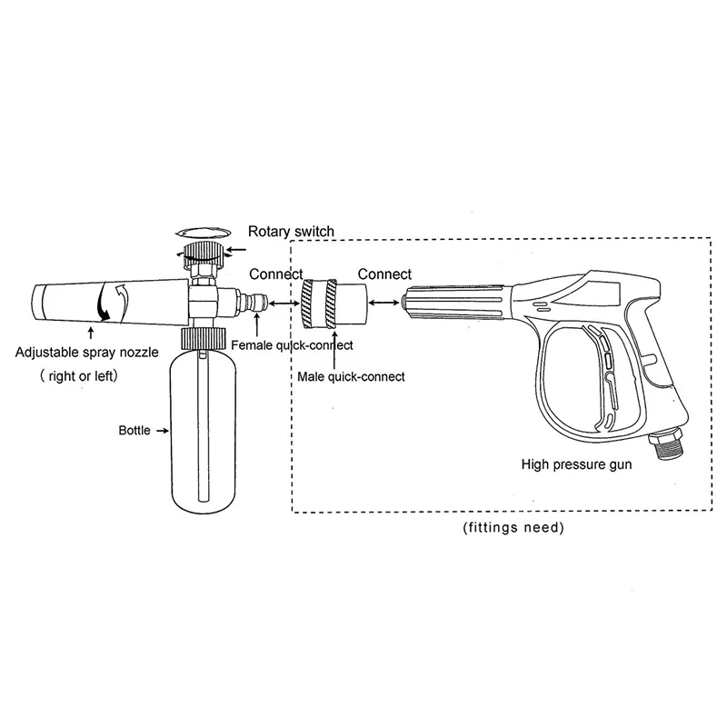 Пенопласт для мытья автомобиля пеногонная пушка для Karcher K(K2-K7) серии регулируемый напорный автомобильный Снежный Омыватель с пенообразователем Lance с 1/4