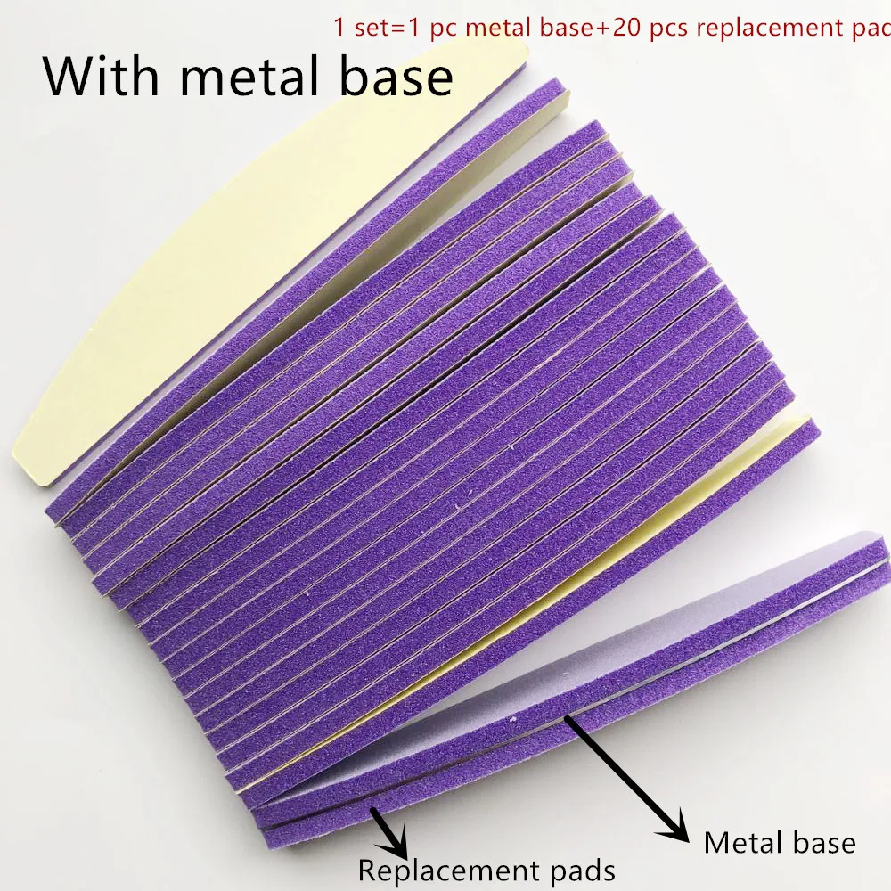 Металлическая основа Сменные подушечки Губка для ногтей пилка в форме полумесяца Шлифовальная Пилка Для ногтей одноразовая пилочка для ногтей Съемная пилочка для ногтей