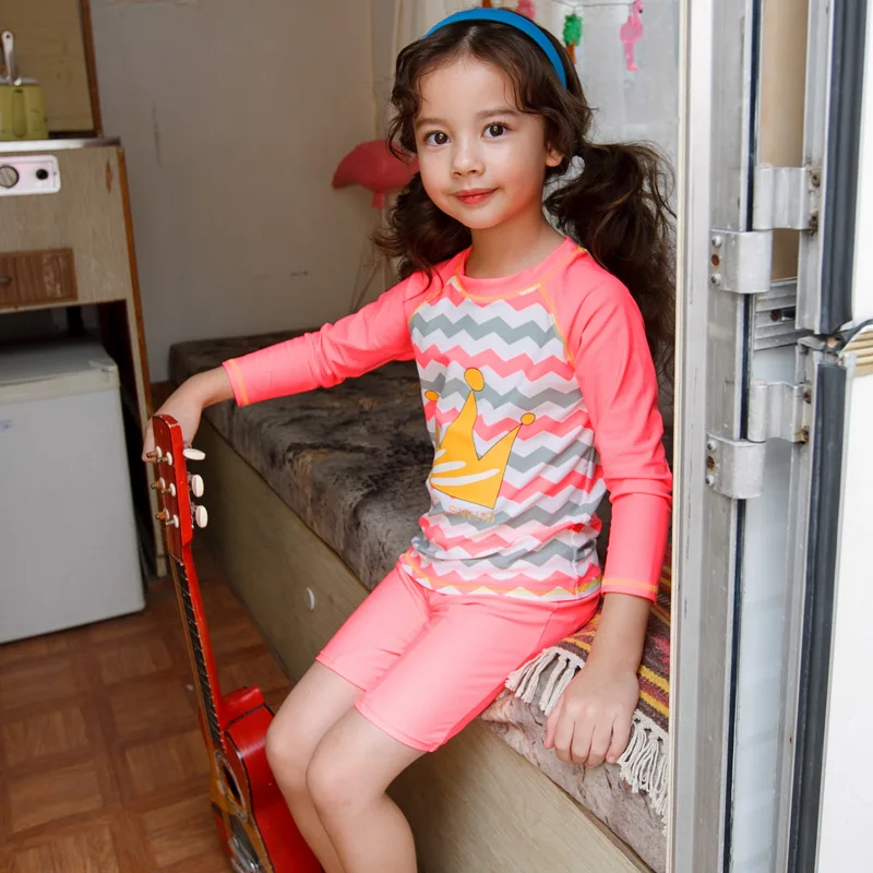 Комплект из 3 купальников с длинными рукавами и волнистым принтом купальный