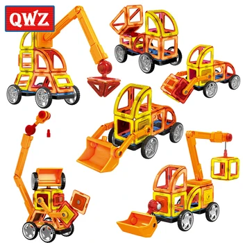 

QWZ 60Pcs Magnetic Designer Big Size Building Blocks 3D DIY Creative Vehicles Bricks Models Educational Magnetic Toys Kids Gifts