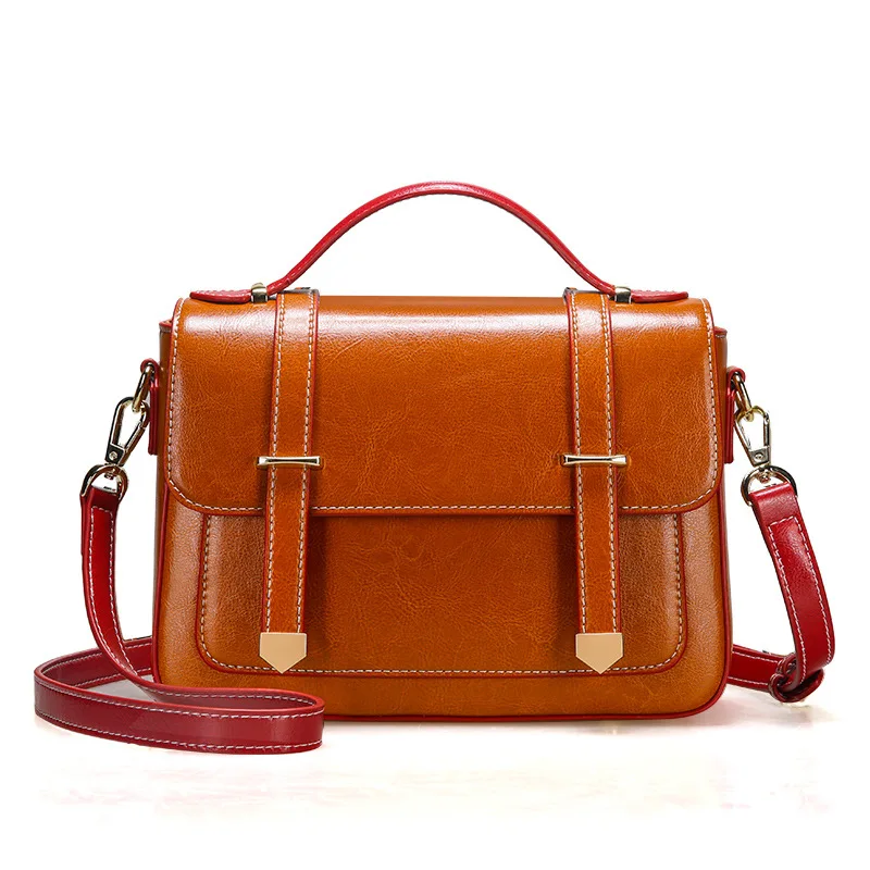 

2019 Summer New Women's Single Shoulder Pack Leather Handheld Slant Spin Postman Bag