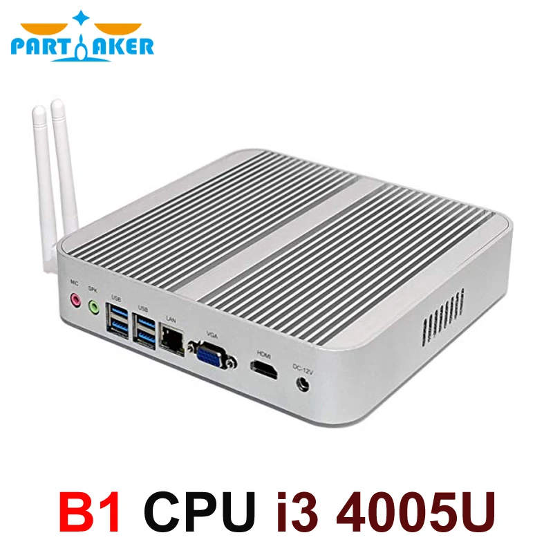 PARTAKER Industrial PC Mini PC Windows/Linux I3 4005U 2 COM 8G RAM 128G SSD  I3
