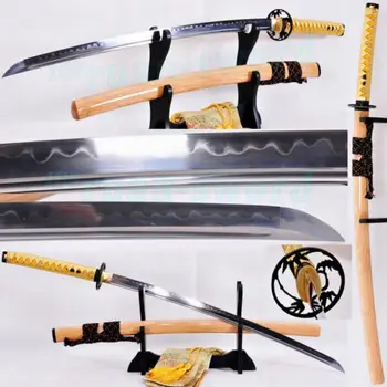 

CLAY TEMPERED FOLDED STEEL BLADE IRON TSUBA JAPANESE SAMURAI SWORD KATANA SHARP