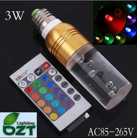 

20pcs/lot LED Bulb E27 E14 GU10 3W AC85-265V LED Light Bulb RGB 16Color Changeable Lamp+Remote Control / Crystal Lamp Six Colors