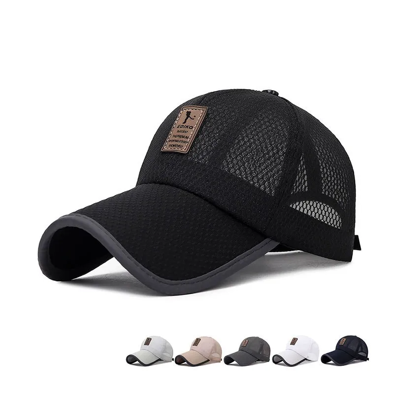 

Summer long full net baseball cap outdoor breathable shade mesh cap men and women leather standard sunscreen big hat