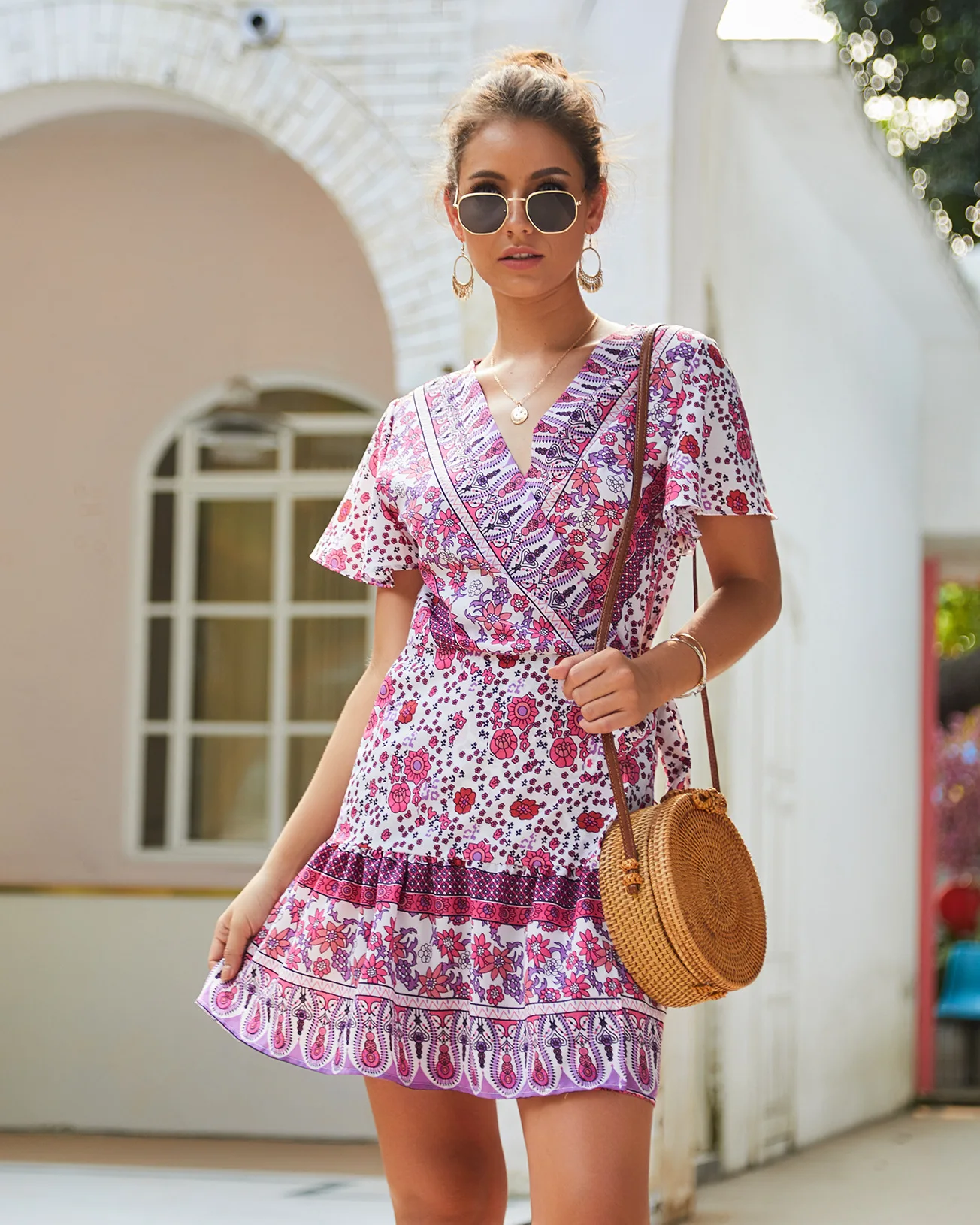 Vintage Floral Mini Dress Women Clothes 2019 Casual Summer Shirt Dress Plus Size Vestido Mujer Midi Boho Club Dresses Vestidos