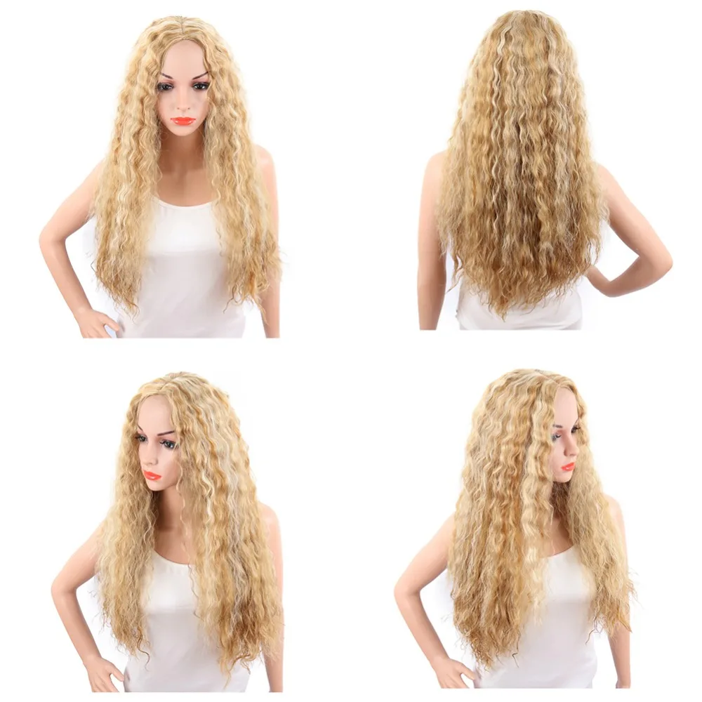 Deyngs Хэллоуин блонд Женские синтетические парики длинные кудрявые прямые Pelucas прическа натуральный термостойкий косплей волос парик
