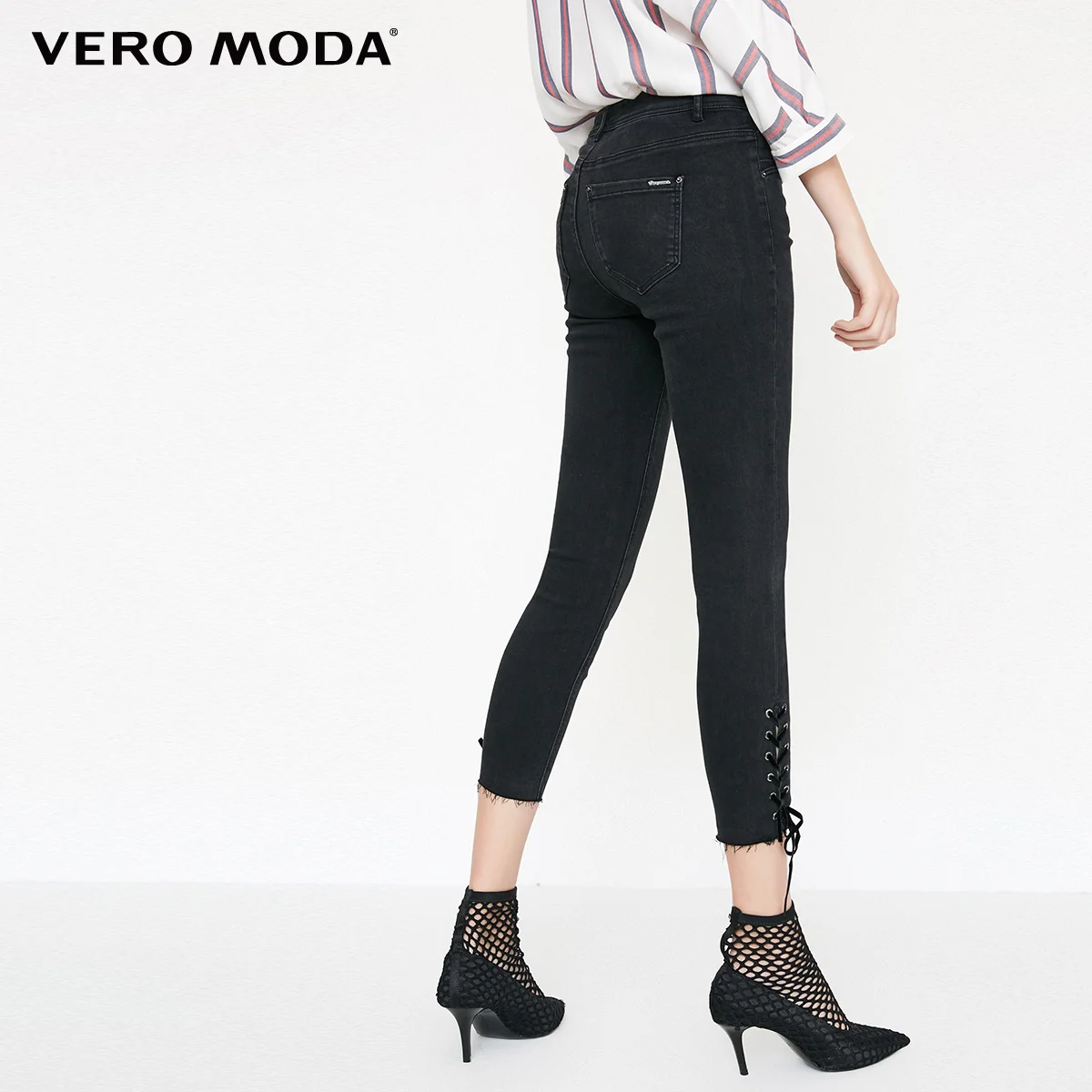 Vero Moda женские облегающие джинсы капри с эффектом потертости на шнуровке | 31836I503