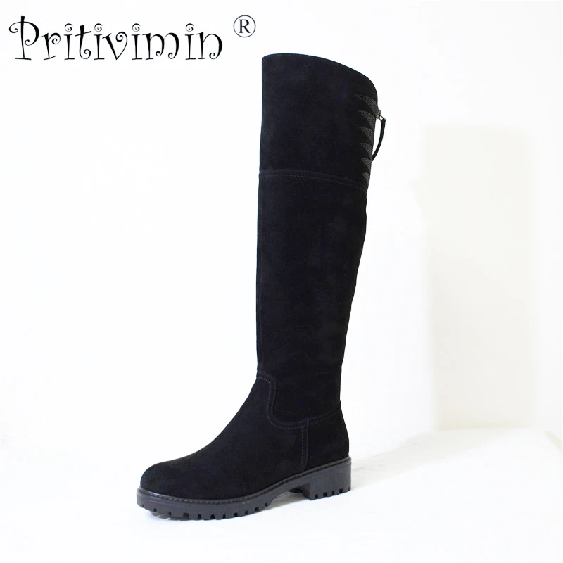 Pritivimin/FN73 женская замшевая обувь botte femme зимняя теплая ручной работы из