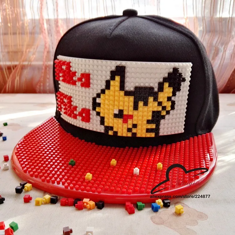 Бейсбольная кепка Pokemon Go Brick Pikachu, бейсболка в стиле хип-хоп, Кепка Snapback для мужчин и женщин, кепка со съемными блоками - Цвет: 11