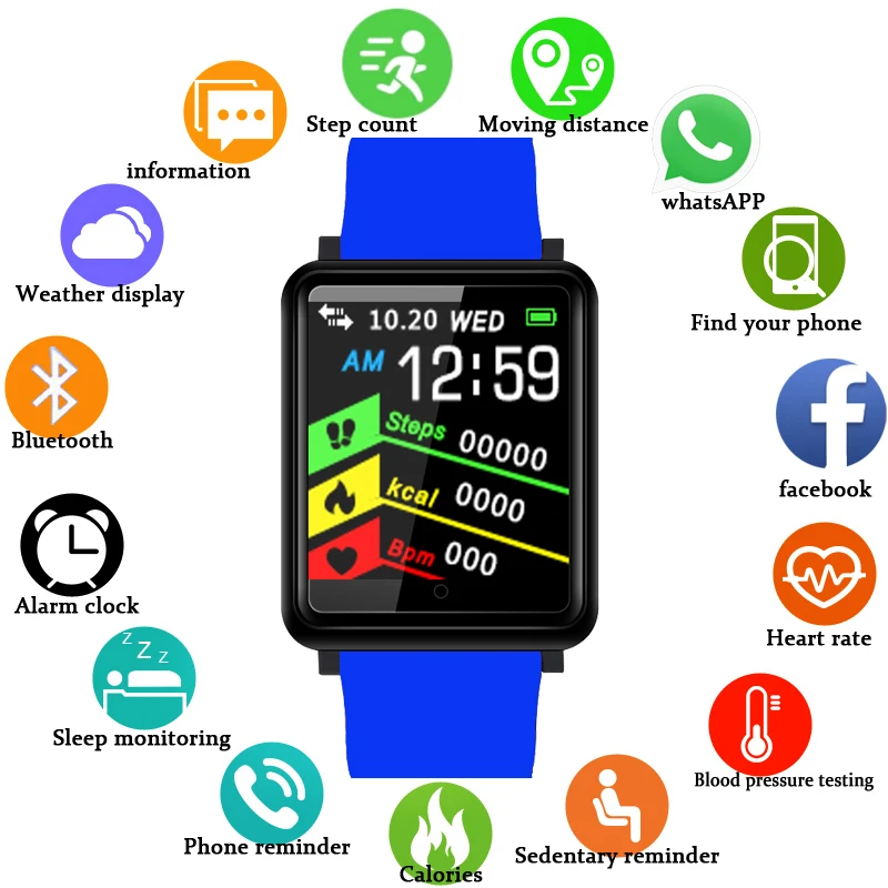 

IP67 Waterproof Smart Watch MNWT Brand Bracelet Bluetooth Heart Rate Message Reminder Sleep Monitoring for IOS Android Phone